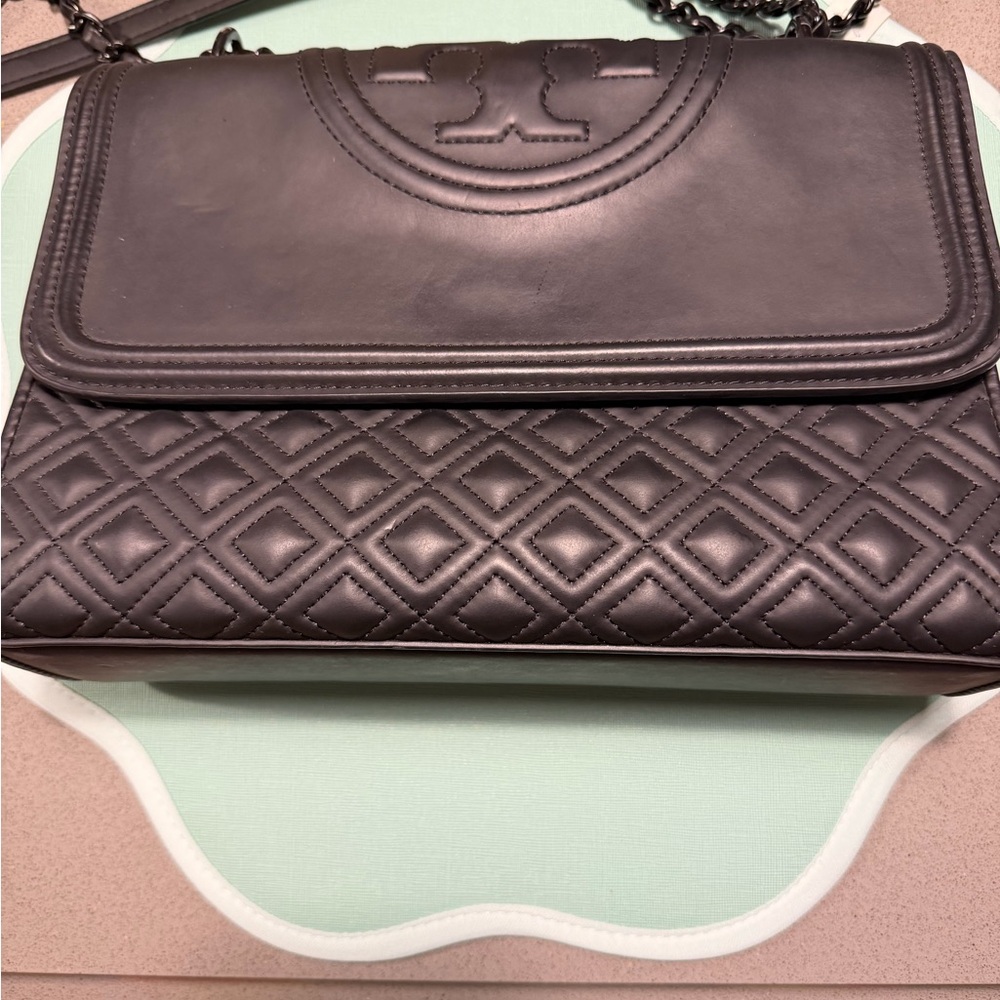 Tory Burch Matte Black Fleming crossbody or shoulder bag GUC TASSEL NOT INCLUDED